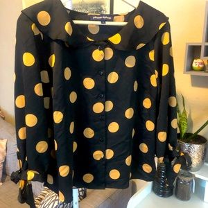 Collared bell sleeve polkadot blouse from OZ